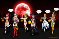 absurdres allison_(argonis) amy_(asaola) bottomless breasts cape costume crimson_(stepfordcrimson) drool empty_eyes erect_nipples female_only femdom femsub gemna_(mezz+pokemongirl) gloves halloween happy_trance hypnotic_accessory jaclyn_(corruptionprincess) large_breasts latex lobotomist long_hair looking_at_viewer microchip multiple_girls multiple_subs mummy navel nude open_mouth opera_gloves original pumpkin tech_control text topless trippy_(trippy) zombie_walk