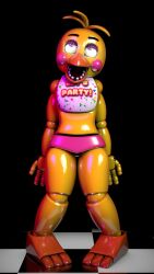  3d ahegao beak bird_girl chicken_girl eye_roll five_nights_at_freddy&#039;s furry glowing glowing_eyes open_mouth robot robot_girl shiny_skin simple_background source_request tech_control toy_chica 