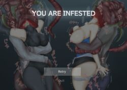  armpits arms_above_head breast_grab brown_hair capcom censored cleavage clothed_exposure clothed_sex corruption dino_crisis erect_nipples femsub gloves gradient_background hug hypnotized_dom japanese_text jill_valentine leotard maledom multiple_doms multiple_girls multiple_subs nightmare_fuel opera_gloves pantyhose parasite pussy_juice red_hair regina resident_evil resident_evil_3_remake sex simple_background skirt skirt_lift text topless trembling underwear vixen_(wintermute) vore zombie 