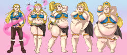  absurdres bare_legs bbw before_and_after bikini bikini_top bimbofication blonde_hair brain_drain breast_expansion breasts breath_of_the_wild chubby elf elf_ears empty_eyes fat female_only femsub gameplay_mechanics hair_growth huge_breasts hypnotic_gas jewelry leggings legs nintendo princess princess_zelda sequence spiral_eyes symbol_in_eyes the_legend_of_zelda thick_thighs transformation vitlut2 weight_gain 