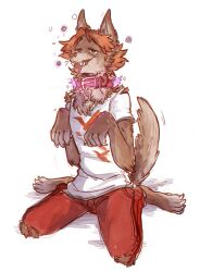 collar drool furry kneeling original red_hair sketch tongue tongue_out traditional wolf_boy
