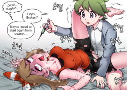 blush breasts brown_hair drool drugs erect_nipples eye_roll femsub green_hair grey_eyes headband injection lying mackgee may mind_break needle nintendo open_mouth penis pokemon pokemon_omega_ruby_and_alpha_sapphire pussy rape sex syringe tears text tongue tongue_out torn_clothes vaginal wally_(pokemon) 