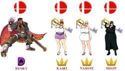  absurdres ale-mangekyo ass breasts choker cleavage cosplay crown empty_eyes femsub ganondorf henry_d._damien_(shadowprince50) jewelry kairi kingdom_hearts large_ass large_breasts multiple_girls namine nintendo ocarina_of_time original super_smash_bros. text the_legend_of_zelda weapon xion_(kingdom_hearts) 