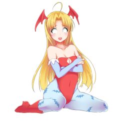 asia_argento blonde_hair blush breasts cleavage cosplay demon_girl femsub gloves high_school_dxd kneeling large_breasts long_hair manip masta_(manipper) monster_girl open_mouth opera_gloves whitewash_eyes