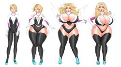 aged_up bimbofication breast_expansion femsub hair_growth high_heels hyper_breasts marvel_comics saturnxart spider-gwen spider-man_(series) thick_thighs