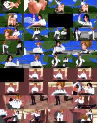 3d absurdres bottomless breasts comic custom_maid_3d_2 dialogue expressionless female_only izumi_(made_to_order) kamen_writer_mc large_breasts nude orange_eyes orange_hair rika_(made_to_order) screenshot spanking text topless trigger