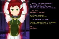  chains femsub fire_emblem fire_emblem_the_blazing_blade nasicampur32 nintendo priscilla_(fire_emblem) red_hair text 