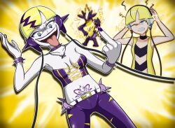  asatuyu blonde_hair corruption crotch_tattoo elesa_(pokemon) fairy_tail femsub headphones nintendo pokemon rock_of_succubus tongue_out toxtricity white_skin 