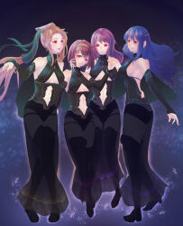 bare_shoulders blonde_hair blue_hair boots breasts corruption dress elice_(fire_emblem) female_only femsub fingerless_gloves fire_emblem fire_emblem_mystery_of_the_emblem gloves glowing glowing_eyes happy_trance large_breasts lena_(fire_emblem) long_hair maria_(fire_emblem) navel nintendo nyna_(fire_emblem) opera_gloves pooh920 red_eyes red_hair see-through short_hair sideboob smile thigh_boots underboob