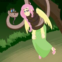 coils disney equestria_girls femsub fluttershy happy_trance hypnotic_eyes kaa kaa_eyes long_hair long_tongue maledom my_little_pony personification pink_hair snake the_jungle_book tongue tongue_out tralalayla wings