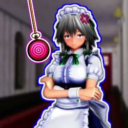  3d angry animated blue_eyes braid breasts confused drool eye_color_change femsub huge_breasts maid open_clothes pendulum pink_eyes sakuya_izayoi silver_hair spiral tagme touhou undressing uyunsyu_(manipper) video 