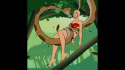  animated bald bare_legs barefoot chin_hold coils complex_background disney feet hanging_down happy_trance hypnotic_eyes jungle jungle_girl kaa kaa_eyes katsiika legs maledom outdoors snake tagme the_jungle_book trees video your_character_here 