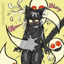  absurdres ahegao androgynous androgynous_dom blush boo_(sonic) brain_injection breasts cat_girl dark_skin drool english_text eye_color_change femsub furry ghost handsfree_ejaculation meo_(xiechai01) multicolored_eyes multiple_possessors nude original possession pussy_juice red_eyes sharp_teeth simple_background smile sonic_the_hedgehog_(series) tagme tail text xiechai01 yellow_background yellow_eyes 