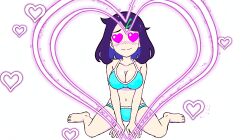 artist_request breasts charm_(spell) femsub heart heart_eyes large_breasts liko_(pokemon) nintendo pokemon pokemon_(anime) pokemon_horizons short_hair swimsuit symbol_in_eyes