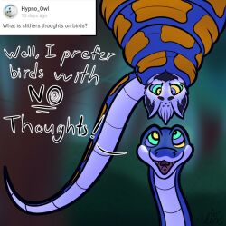 alexander717 coils furry gryphon gryphon_boy hypnotic_eyes jungle kaa_eyes male_only slithers_(furtherhypnosis) snake text