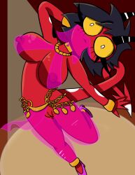 alternate_costume breasts dancing demon demon_girl expressionless femsub harem_outfit helluva_boss jewelry millie_(helluva_boss) see-through tcross