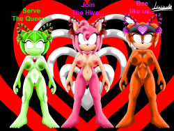  amy_rose antenna bottomless breasts cosmo_the_seedrian echidna_girl exkaizuhan femsub furry hedgehog_girl monster_girl nude plant_girl shade_the_echidna sonic_the_hedgehog_(series) tagme text topless whitewash_eyes 