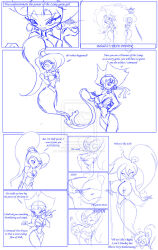  body_control breast_expansion breasts cleavage comic earrings elf_ears embarrassed erect_nipples femdom femsub genie hachimitsu-ink hat huge_breasts jewelry lactation long_hair magic milk monochrome nipples open_mouth pirate ponytail risky_boots shantae shantae_(series) sketch text topless torn_clothes traditional unhappy_trance whitewash_eyes 