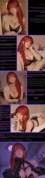 ai_art body_control breasts bulge cammie cleavage comic english_text forced_orgasm high_heels hypnotic_accessory latex lingerie mommy_cammie money orgasm_command original red_hair suit text whip yellow_eyes