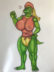 altered_common_sense angry bimbofication bottomless crocodile_girl dixie_kong donkey_kong_(series) erect_nipples heart nintendo pussy transformation ラーリー