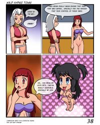 age_regression bottomless breasts comic diaper femsub idpet lara_(idpet) lei_(idpet) nude open_mouth original pet_play pussy red_eyes red_hair text topless xiana_(niceguy)