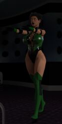 3d boots breasts corset cosplay female_only femsub jade_(mortal_kombat) knee-high_boots large_ass large_breasts original samurai_cowboy_(someguy231) solo spiral_eyes symbol_in_eyes theheckle zombie_walk