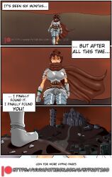 aiko_hajime_shin armor cape comic gauntlets how_i_became_my_masters_slave hypnotico large_breasts large_hips speech_bubble text