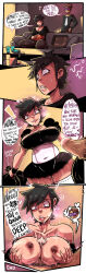  absurdres altered_common_sense before_and_after breasts comic darkhatboy femsub happy_trance large_breasts maid maledom mask_(darkmask) original paizuri penis pubic_hair purple_eyes spiral_eyes symbol_in_eyes text 
