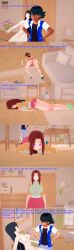 absurdres ash_ketchum black_hair breasts brown_eyes brown_hair clothed dialogue english_text eye_color_change femsub green_hair horokeu human_furniture hypnotized_hypnotist long_hair maledom milf mother_and_daughter multiple_girls multiple_subs nintendo nipples nude officer_jenny pink_eyes pokemon pokemon_(anime) sabrina's_mother sabrina_(pokemon) short_hair text whitewash_eyes