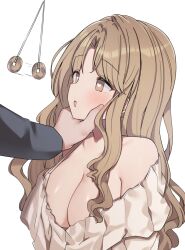  aa211108 blush breasts brown_eyes brown_hair chin_hold clothed coin femsub hand_on_another&#039;s_cheek heart heart_eyes ichikawa_hinana large_breasts long_hair pendulum pov pov_dom symbol_in_eyes the_idolm@ster the_idolm@ster:_shiny_colors 