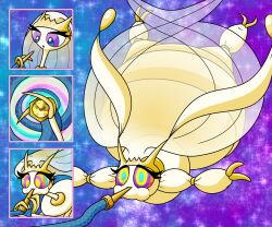  animals_only before_and_after bug_girl comic female_only floating furry hypnotic_accessory inflatable inflation kaa_eyes nintendo pheromosa pinkfairy pokemon pokemon_(creature) self_hypnosis solo sparkle spiral spiral_eyes symbol_in_eyes 