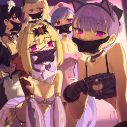  artoria_pendragon bb_(fate/extra_ccc) cad face_mask fate_(series) glowing glowing_eyes harem_outfit helena_blavatsky_(fate) ishtar_(fate/grand_order) maid nero_claudius_caesar_augustus_germanicus_(fate) nurse panties parasite purple_eyes tentacle_in_mouth tentacles underwear 
