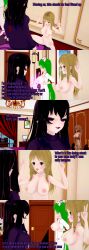  absurdres aware black_hair blonde_hair body_control brown_eyes clothed dialogue double_v english_text female_only femdom femsub green_hair long_hair multiple_girls multiple_subs nurse nurse_whitney_(ophelia's_dollhouse) one_eye_open ophelia's_dollhouse ophelia_(ophelia's_dollhouse) purple_eyes tan_lines tan_skin text v virginia_westbrook_(ophelia's_dollhouse) wink zenin1 