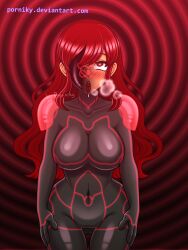  ahegao blush bodysuit breasts drone drool eye_roll femsub heart_eyes large_breasts latex open_mouth original porniky red_hair robot robotization shoulder_pads spiral standing standing_at_attention symbol_in_eyes tina_gutierrez/magitech_red_(drgnmastralex) 