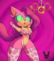  artist_request blush breasts collar cow_print femsub furry glowing_eyes kneeling original pendulum pussy pussy_juice sash_(electrolewdmine) signature sonic_the_hedgehog_(series) tagme tail thighhighs 