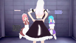  3d blue_hair doll dollification fairy_tail femsub happy_trance himeno_fumi long_hair maid maid_headdress mirajane_strauss my_hime original pink_hair short_hair silvrain_(sonrio) sonrio12 text white_hair 