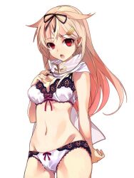 blonde_hair dazed emphaticpikachu_(manipper) empty_eyes female_only femsub kantai_collection lingerie long_hair open_mouth personification shirokitsune underwear yuudachi_(kantai_collection)