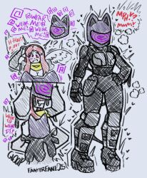 blush drool dullahan fanterfane femsub gloves helmet knee-high_boots original possession red_hair shoulder_pads speech_bubble spiral spiral_eyes tech_control uniform wings