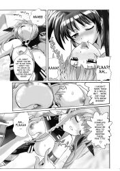  artist_request bottomless breasts comic drool empty_eyes fate_testarossa female_only groping hard_translated kissing large_breasts magical_girl_lyrical_nanoha monochrome nanoha_takamachi nude tagme text topless translated yuri 