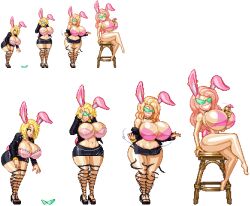 ass ass_expansion bare_legs barefoot before_and_after bimbofication blonde_hair bracelet breast_expansion bunny_ears bunny_girl casetermk choker cleavage crossed_legs dollification earrings female_only femsub fishnets glasses hand_on_head huge_breasts hypnotic_accessory jacket knick_knack large_breasts leaning_forward leather navel original pink_hair platinum_blonde_hair short_skirt simple_background sitting skirt smile standing sunglasses sunny_miami thighhighs torn_clothes transformation transparent_background wide_hips