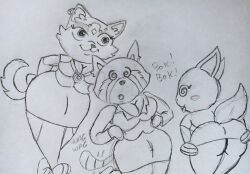 aggretsuko ass bent_over chicken_pose cleavage dog_girl earrings female_only femdom femsub fennec_girl fenneko_(aggretsuko) furry greyscale itemshoplifter kneeling leaning_forward multiple_girls multiple_subs office_lady open_mouth pet_play retsuko_(aggretsuko) sanrio sketch spiral_eyes spiralwash_eyes standing symbol_in_eyes traditional white_background