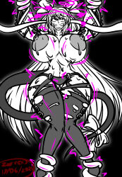 bimbofication bondage brain_injection breasts cleavage dizzy_(guilty_gear) drool femsub guilty_gear hair_ribbon happy_trance large_breasts long_hair nipples restrained ribbon smile sweat tail tentacles thick_thighs thighhighs thighs torn_clothes zarvex3