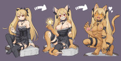  breast_expansion breasts cat_girl erect_nipples fangs female_only furry glowing glowing_eyes large_breasts mokushi-c3 multiple_breasts original transformation 