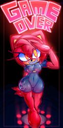  alternate_costume amy_rose bad_end blush corruption female_only femsub furry glowing_eyes happy_trance latex opera_gloves pink_hair pstash red_eyes saluting sharp_teeth simple_background smile solo sonic_the_hedgehog_(series) text thighhighs 