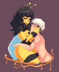  bee_girl breasts erocoffee femdom honey malesub multicolored_eyes nipples nude original penis spit_trail tongue tongue_out 