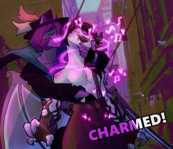  cat_boy charm_(spell) deadlock english_text femsub fingering furry gargoyle glowing_eyes hat heterosexual hypnotic_voice ivy_(deadlock) kuro-freak love maffin_(kuro_freak) maledom original outdoors purple_hair symbol tagme text 