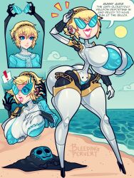  aegis_(persona) ass_expansion beach bimbofication bleeding_pervert blonde_hair breast_expansion breasts comic corruption doll dollification femsub happy_trance headphones high_heels hourglass_figure huge_breasts hypnotic_accessory knick_knack large_ass large_breasts persona_(series) persona_3 robot robot_girl short_hair sunglasses sunny_miami swimsuit text transformation 