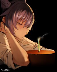 abscord altered_perception birthday candle closed_eyes clothed femsub genshin_impact keqing_(genshin_impact) purple_hair