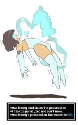  blue_eyes brown_hair bulge corruption cum_in_clothing femboy floating frisk_(undertale) ghost gloves glowing glowing_eyes high_heels mad_dummy male_only malesub opera_gloves possession progress_indicator pstash stomach_bulge straight-cut_bangs text thigh_boots thighhighs throat_bulge trembling undertale wet_clothes 