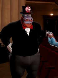 3d animated animated_gif bow_tie dazed drool femdom harry_hippo_(hypnopotamus) hippo_boy hypnotized_hypnotist male_only malesub mesmer_mouse_(hypnopotamus) remote_control slouching spiral_background spiral_eyes spiralwash_eyes standing suit tagme tech_control thehypnopotamus